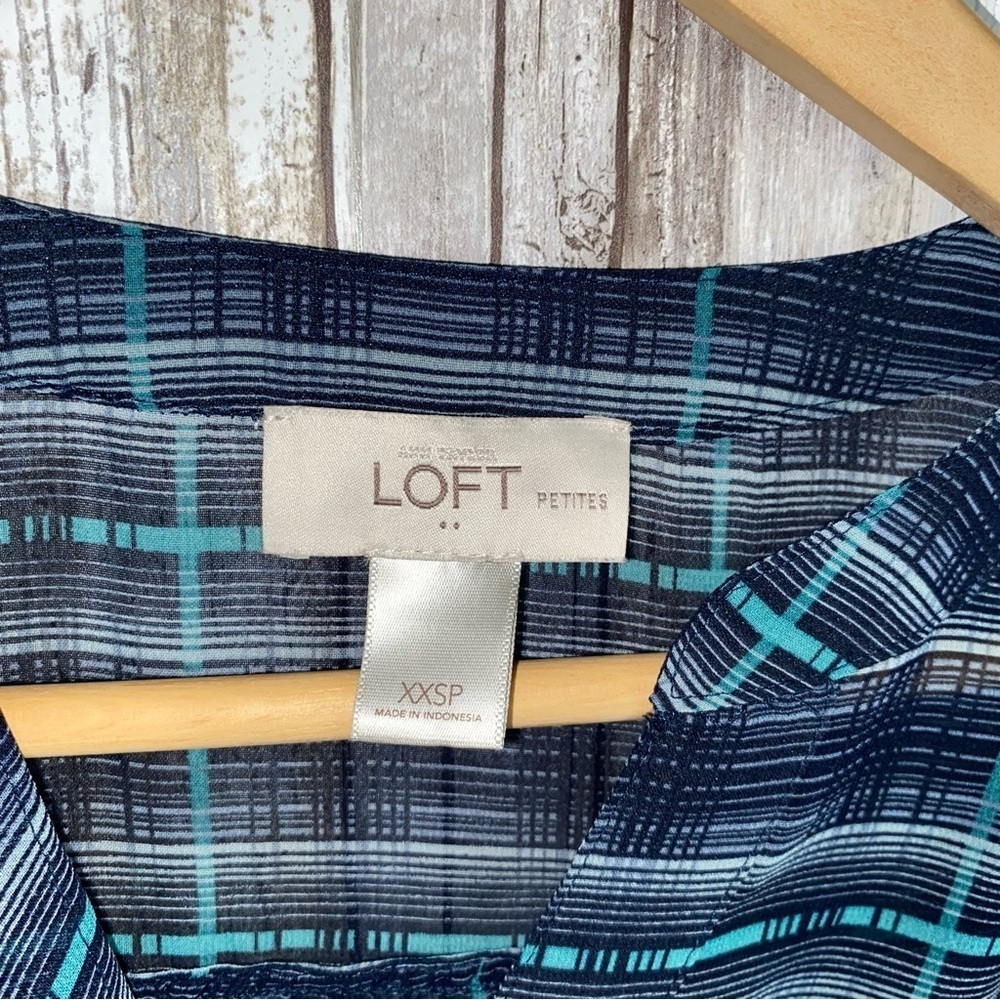 Loft Sheer Multi Blue Plaid Popover - Picture 6 of 6